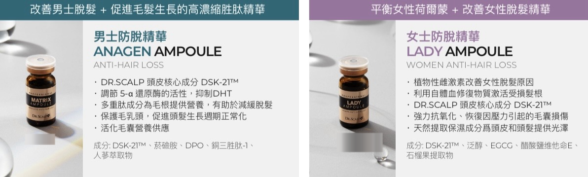 男士 ANAGEN AMPOULE 與女士 LADY AMPOULE 男女專屬精華配方